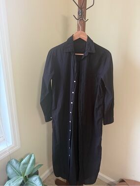 Frank & Eileen Black Longline Button-Front Dress